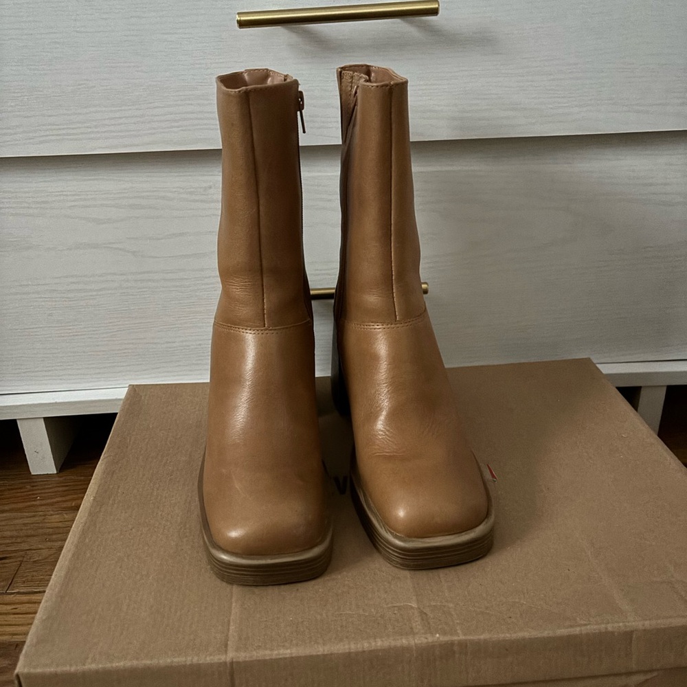 Steve Madden Fantsie Platform Block Heel Mid-Calf Boots - Picture 2 of 6